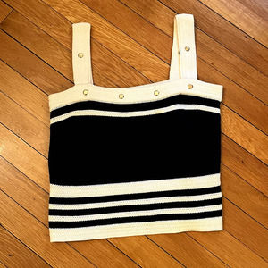 St. John Nautical Navy Blue / Cream Striped Knit Tank